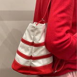 Striped Canvas Purses Ins Shoulder All-match Tote Bags for Women
