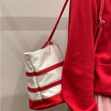 Striped Canvas Purses Ins Shoulder All-match Tote Bags for Women
