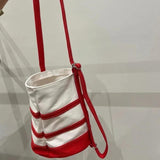 Striped Canvas Purses Ins Shoulder All-match Tote Bags for Women