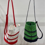 Striped Canvas Purses Ins Shoulder All-match Tote Bags for Women