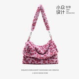 Lovely Plush Shoulder Bag Female Leopard Pink Bag