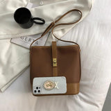 Retro Shoulder Bag Casual Bucket Crossbody Bags Solid Ladies Messenger Bag