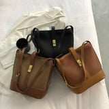 Retro Shoulder Bag Casual Bucket Crossbody Bags Solid Ladies Messenger Bag