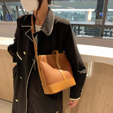 Retro Shoulder Bag Casual Bucket Crossbody Bags Solid Ladies Messenger Bag