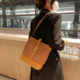 Retro Shoulder Bag Casual Bucket Crossbody Bags Solid Ladies Messenger Bag