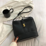 Retro Shoulder Bag Casual Bucket Crossbody Bags Solid Ladies Messenger Bag