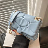 Orange Chain Messenger Bag Clutch Rivet Shoulder Soft Leather Bag