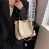 PU Leather Women's Bag Solid Crossbody Shoulder Bags Retro Bucket Hand