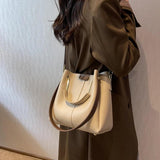PU Leather Women's Bag Solid Crossbody Shoulder Bags Retro Bucket Hand