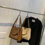 PU Leather Women's Bag Solid Crossbody Shoulder Bags Retro Bucket Hand