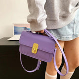 PU Leather Crossbody Bag Purple Short Handle Handbag Green Shoulder Tote