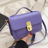 PU Leather Crossbody Bag Purple Short Handle Handbag Green Shoulder Tote