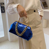 Women's Silver Green Chain Shoulder Bag PU Leather Handbag