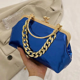 Women's Silver Green Chain Shoulder Bag PU Leather Handbag