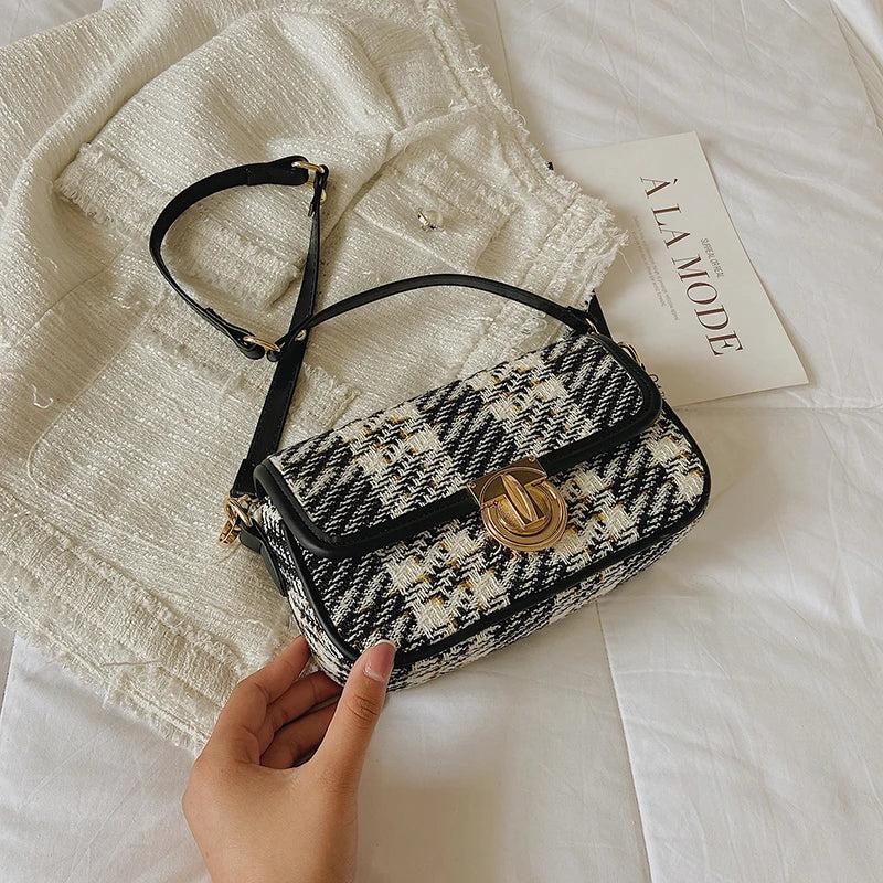 Retro Woolen Cloth Shoulder Bag for Women All-match Handbag Square Armpit Bag