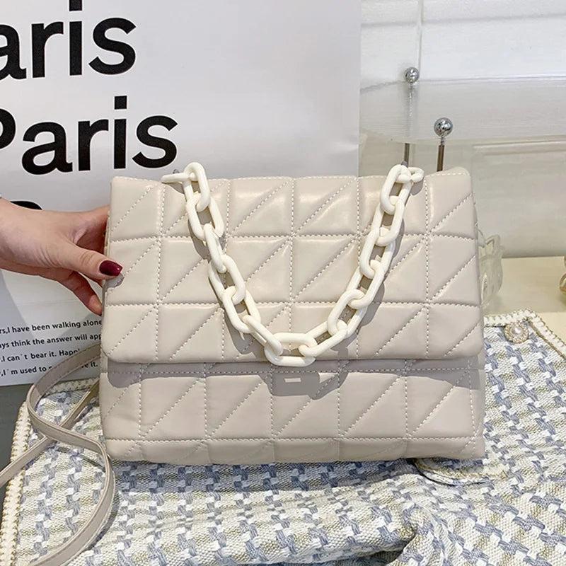 INS Women's Evening Clutch Chain Messenger Bags Thick Chain Shoulder Bags