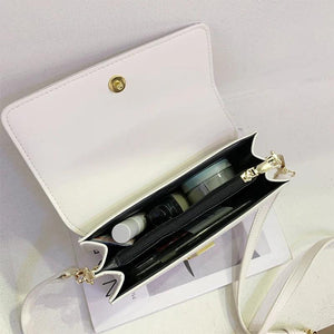 Small PU Leather Shoulder Bags for Women Square Messenger Bag Solid Flap