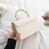 Small PU Leather Shoulder Bags for Women Square Messenger Bag Solid Flap