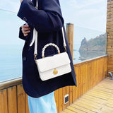 Small PU Leather Shoulder Bags for Women Square Messenger Bag Solid Flap