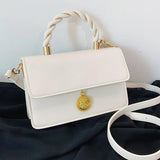 Small PU Leather Shoulder Bags for Women Square Messenger Bag Solid Flap