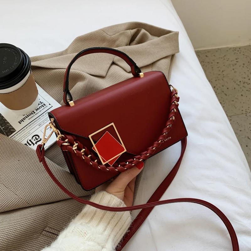 Women Shoulder Bags Hasp Crossbody Bags Solid Black/White/Pink/Red Bolsa