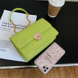 Small Square Shoulder Bag Chain Leather Messenger Bag Pure Ladies Handbags