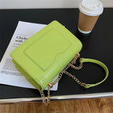 Small Square Shoulder Bag Chain Leather Messenger Bag Pure Ladies Handbags