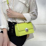 Small Square Shoulder Bag Chain Leather Messenger Bag Pure Ladies Handbags