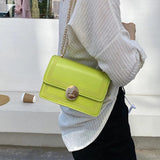 Small Square Shoulder Bag Chain Leather Messenger Bag Pure Ladies Handbags
