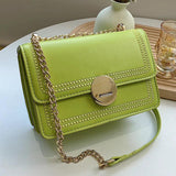 Small Square Shoulder Bag Chain Leather Messenger Bag Pure Ladies Handbags