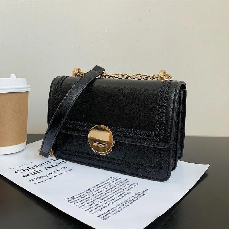 Small Square Shoulder Bag Chain Leather Messenger Bag Pure Ladies Handbags