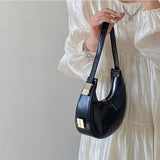 Women Handbags PU Leather Underarm Shoulder Bag Girl's Zipper Purse