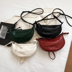 Hobos Crossbody Shoulder Bag Half Moon Zipper Red Messenger Bags