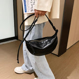 Hobos Crossbody Shoulder Bag Half Moon Zipper Red Messenger Bags