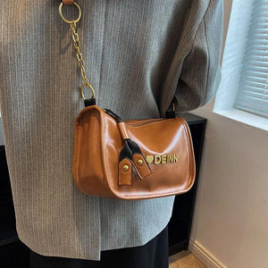 Women Chain Messenger Bags Shoulder Bags Brown Letter Pillow Bags