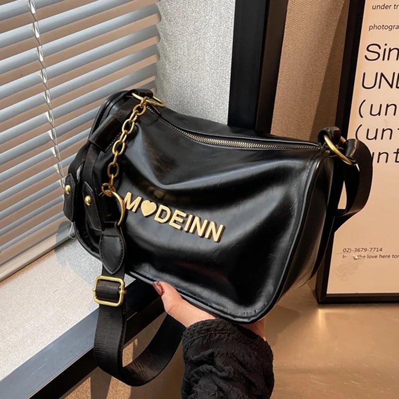 Women Chain Messenger Bags Shoulder Bags Brown Letter Pillow Bags