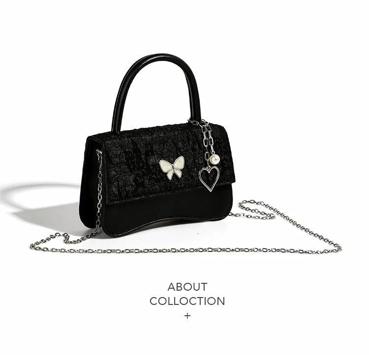 Vintage High-grade Small Square Bag Women Butterfly Chain Messenger Bag