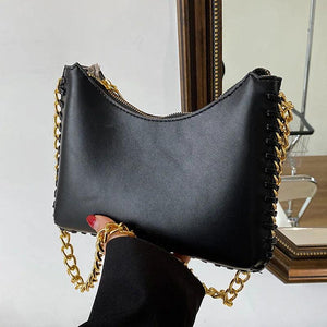 Women's PU Leather Chain Axillary Bags Ladies Solid Handbags And Purse