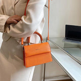 Orange Pu Leather Crossbody Shoulder Bag Clutch Messenger Lady Purse