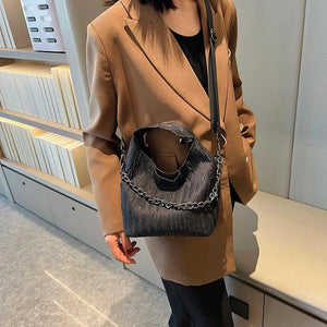 Women Shoulder Bags Chain Lady Handbags High Fabric Bucket Crossbody Bag