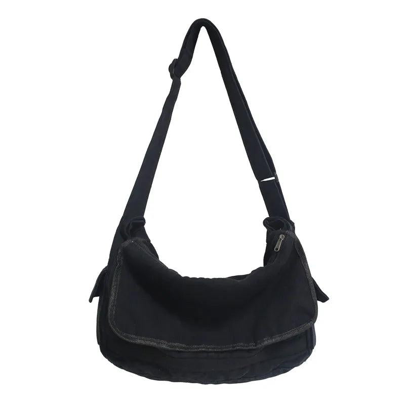 Large Capacity Canvas Shoulder Bags Soft Denim Leisure Travel Bag Women