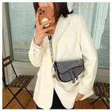 Bright Diamond Saddle Bag Handbag Women Underarm Crossbody Tote