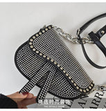 Bright Diamond Saddle Bag Handbag Women Underarm Crossbody Tote