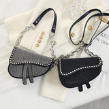 Bright Diamond Saddle Bag Handbag Women Underarm Crossbody Tote