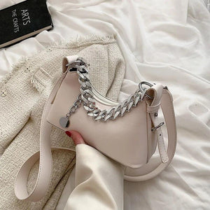 Women's Chain Handbags Pu Leather Shoulder Bags Solid Handbag Totes