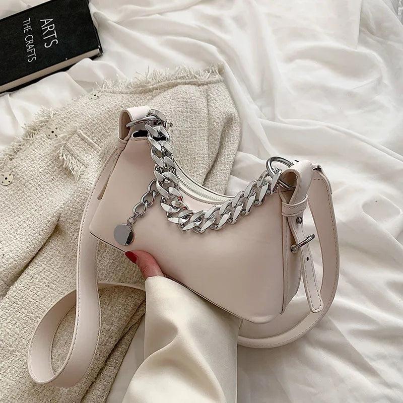 Women's Chain Handbags Pu Leather Shoulder Bags Solid Handbag Totes