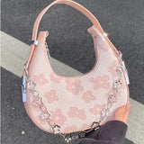 MBTI Womens Floral Handbag Pink Spring and Summer Casual Purse