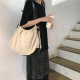 Canvas Drawstring Shoulder Bag Large Capacity Totes