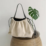 Canvas Drawstring Shoulder Bag Large Capacity Totes