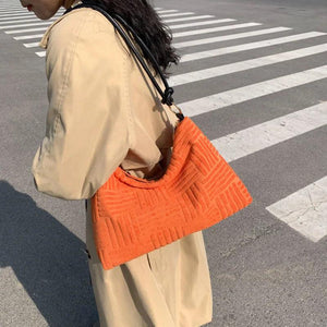 Casual Vintage Women Shoulder Bag Plush Handbag for Women